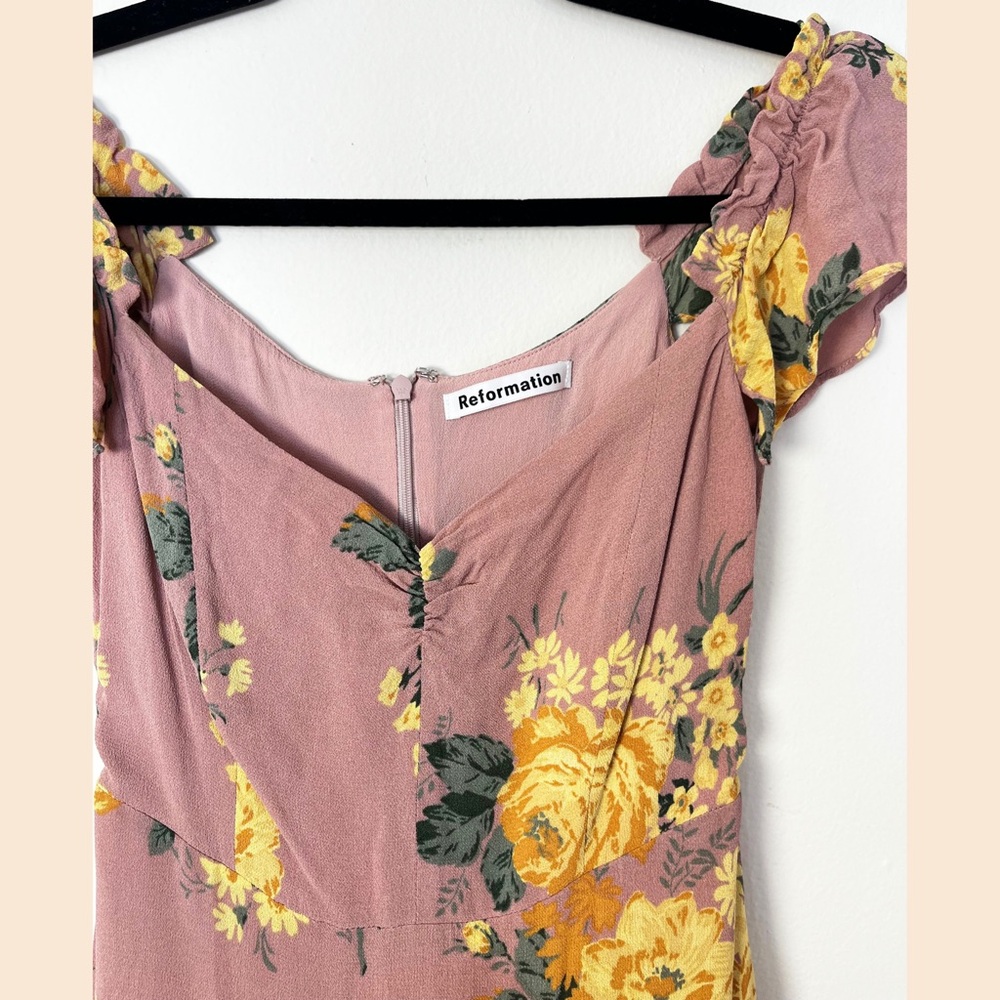 Reformation Butterfly Midi Dress – Gwyneth Dusty Pink Floral, Size 2, Like New - Picture 7 of 15